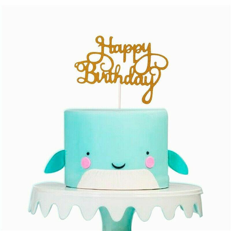 Happy Birthday Cake Topper Colour Printed Acrylic Party Decorations - Rose Red-Thin Line