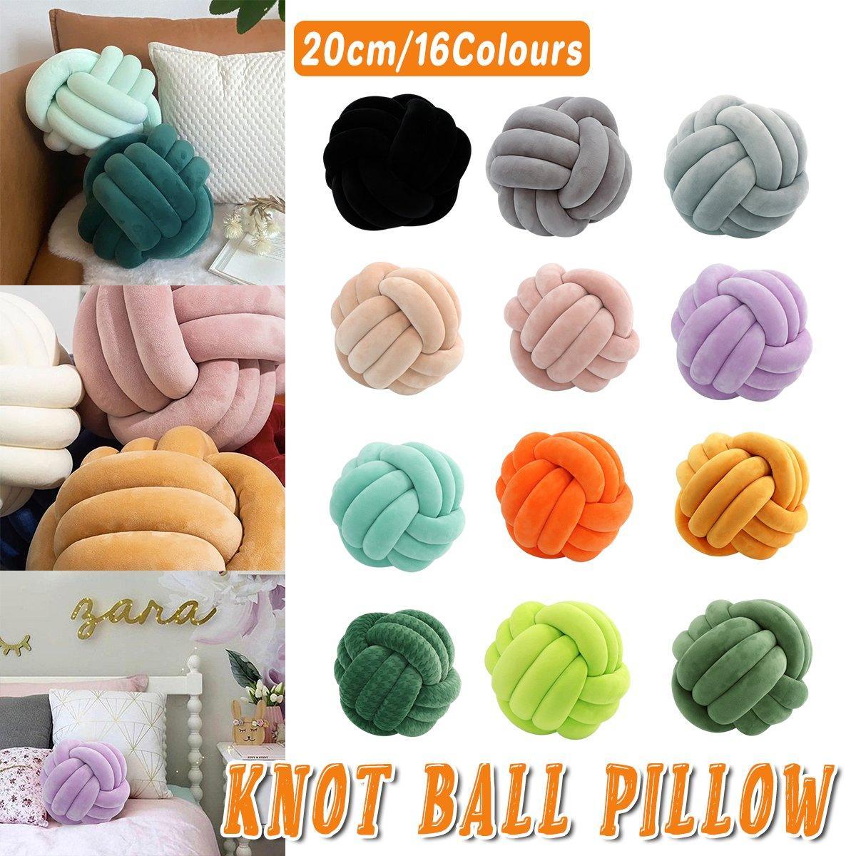 Three-Strand Braided Round Pillow Sofa Cushion Decorative Pillow for Living Room - Light Grey