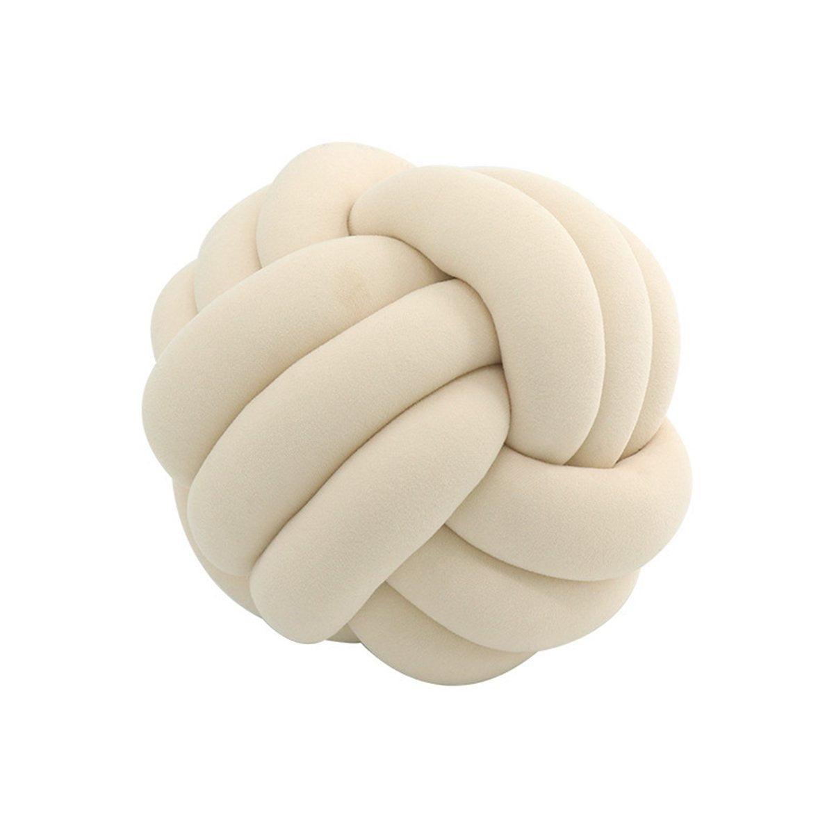 Three-Strand Braided Round Pillow Sofa Cushion Decorative Pillow for Living Room - Light Grey