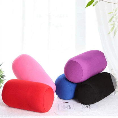 Solid Color Cylindrical Foam Particle Pillow Multi-Functional Neck Waist Support - Pink