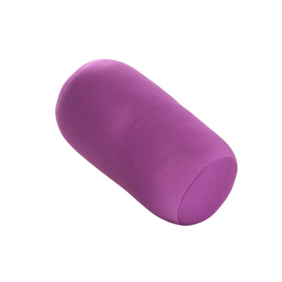 Solid Color Cylindrical Foam Particle Pillow Multi-Functional Neck Waist Support - Red