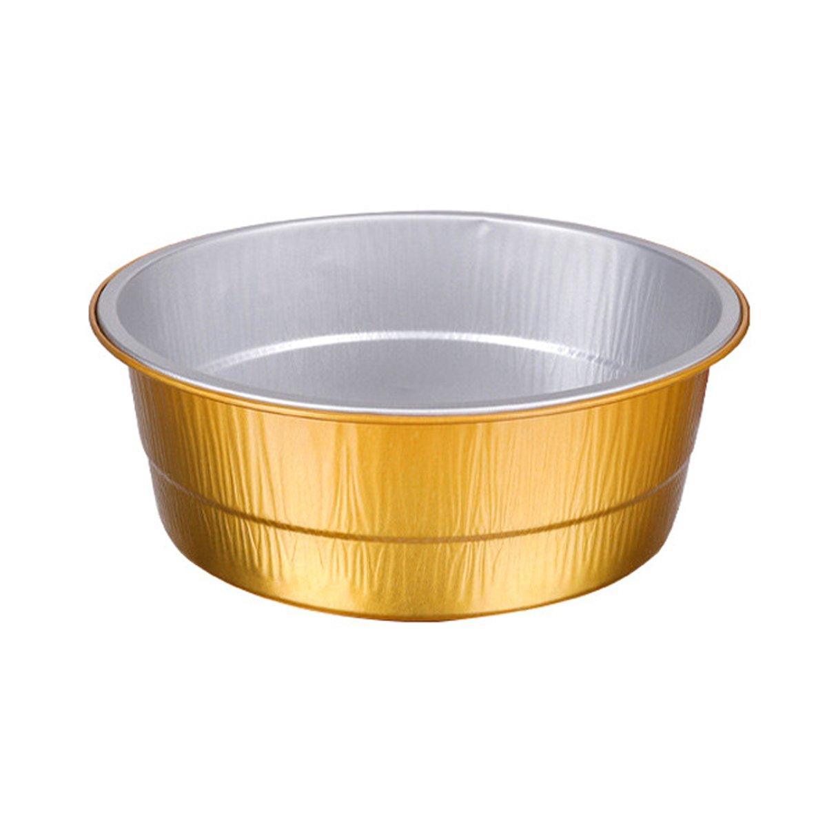 50PCS Thickened Round Aluminum Foil Containers with Plastic Lids - 1130ml