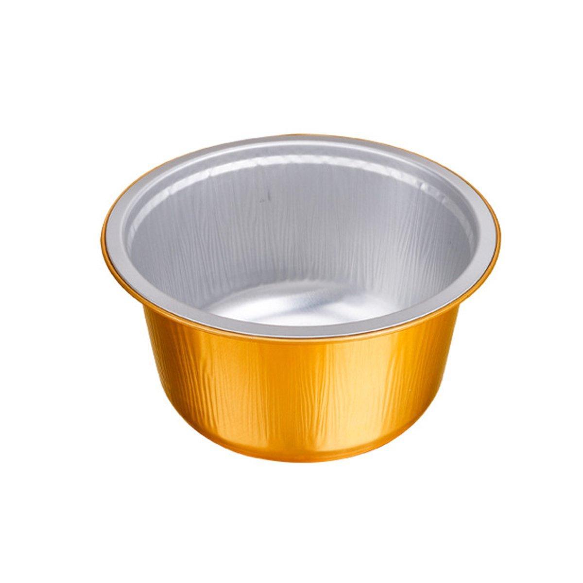 50PCS Thickened Round Aluminum Foil Containers with Plastic Lids - 520ml