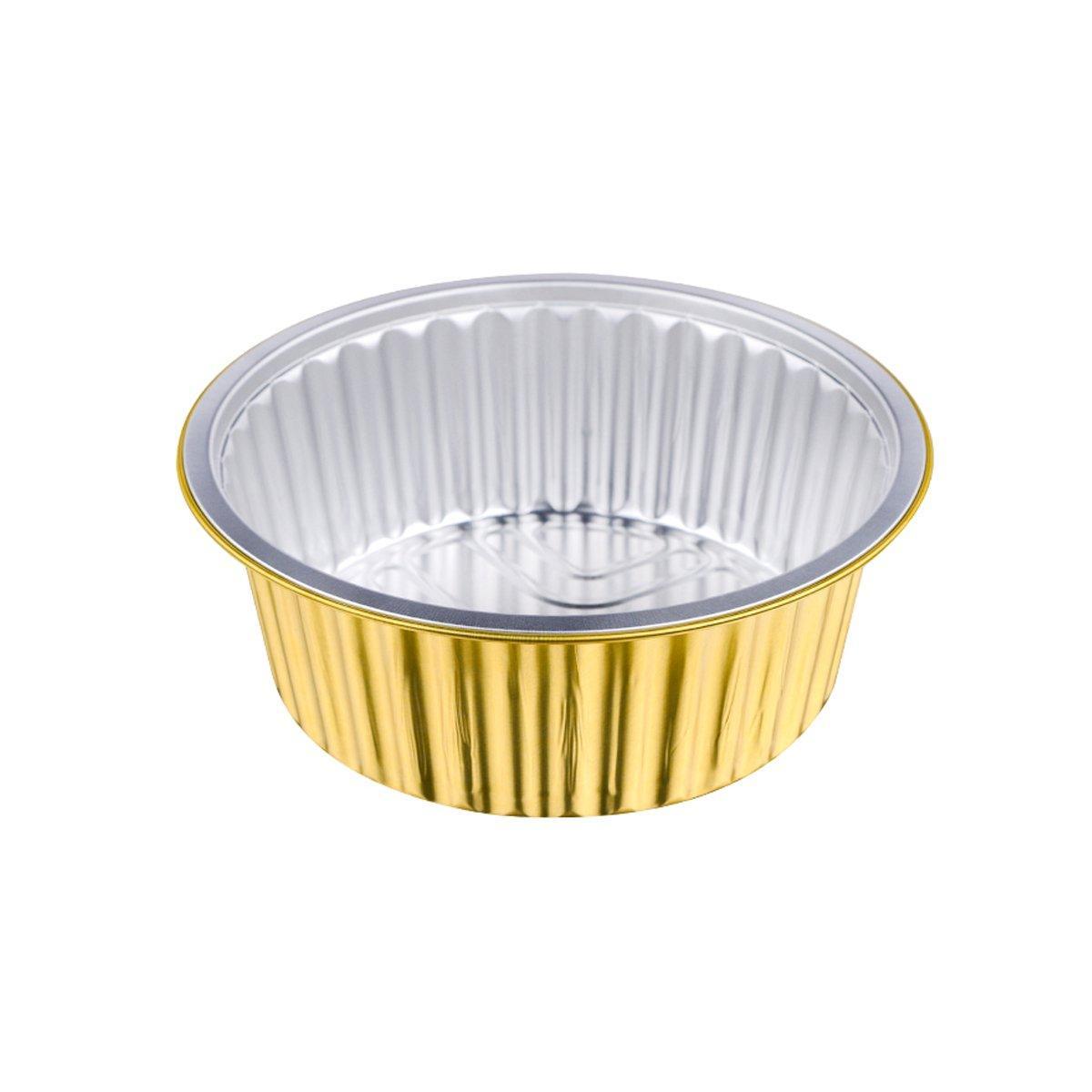 50PCS Thickened Round Aluminum Foil Containers with Plastic Lids - 620ml
