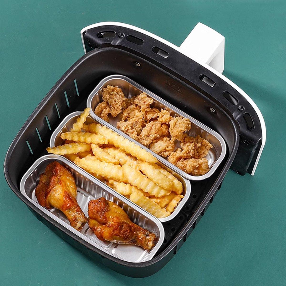 50 PCS Thickened Foil Box with Plastic Lid Rectangular Aluminum Foil - 1000ml