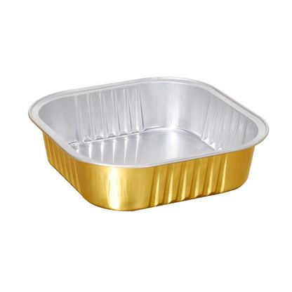 50 PCS Thickened Foil Box with Plastic Lid Rectangular Aluminum Foil - 1000ml
