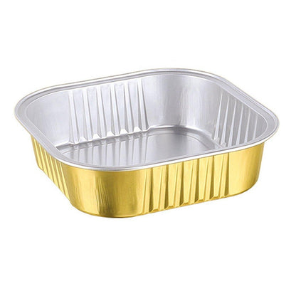50 PCS Thickened Foil Box with Plastic Lid Rectangular Aluminum Foil - 1000ml