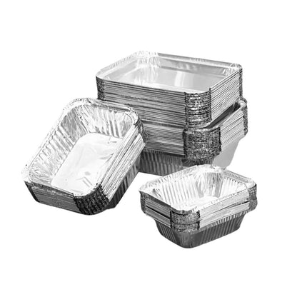 125PCS Disposable Quadrate Tin Foil Pans Oven Grill Safe Non-Stick Baking Trays - 125pcs-600ml