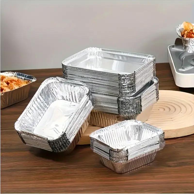 125PCS Disposable Quadrate Tin Foil Pans Oven Grill Safe Non-Stick Baking Trays - 125pcs-600ml