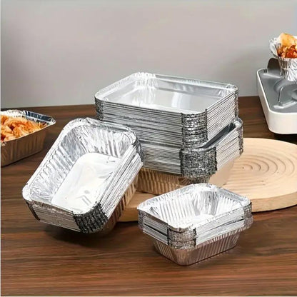 125PCS Disposable Quadrate Tin Foil Pans Oven Grill Safe Non-Stick Baking Trays - 125pcs-850ml
