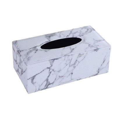 High-End PU Leather Tissue Box Holder for Hotel Home Office Decor Elegant Design - Black Woven Pattern
