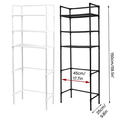 Bathroom Rack Over Toilet Washing Machine Shelf Storage Organizer Stand Unit - Black