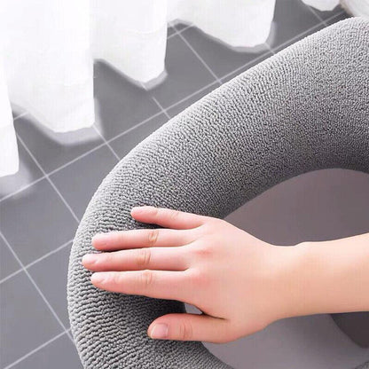 Soft Toilet Seat Bathroom Washable Warmer Cushion Mat Cover Pad Hook New Lid  Au - Blue