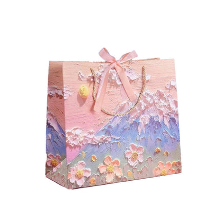 10pcs Oil Painting Gift Paper Bags for Birthday and Holiday Gift Packaging Tote - M