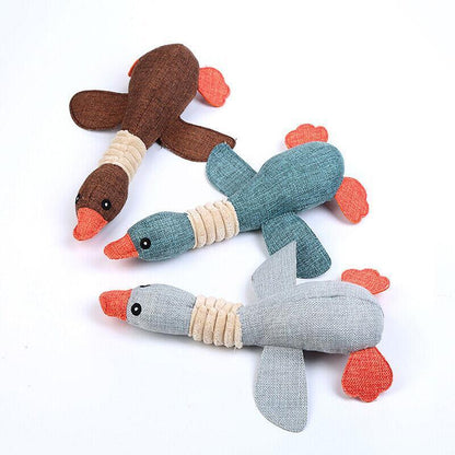Squeaky Dog Toys Puppy Pet Chew Rope Squeaker Crinkle Rope Plush Toy Teething Au - Dark Goose