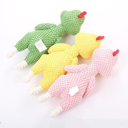 Squeaky Dog Toys Puppy Pet Chew Rope Squeaker Crinkle Rope Plush Toy Teething Au - Pink Chicken