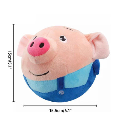 Interactive Jumping Pig Toy for Pets Dogs Cats Fun Animal Bouncing Play Toy - Red