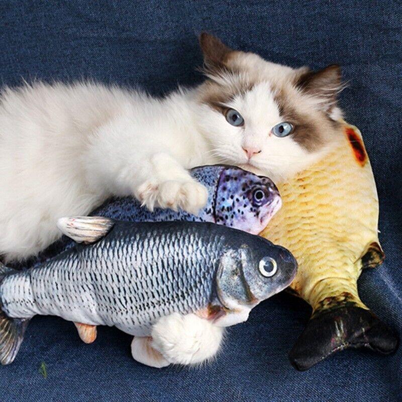 Electric Dancing Fish Kicker Cat Toy Wagging Realistic Moves Usb Rechargeable Au - Grass Carp