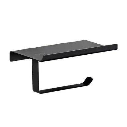 304 Stainless Steel Toilet Paper Holder Non-perforated Roll with Phone Rack - Black