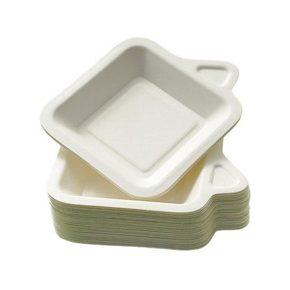 100PCS Degradable Paper Plates Thickened White Rectangular Cake Paper Plate - Square