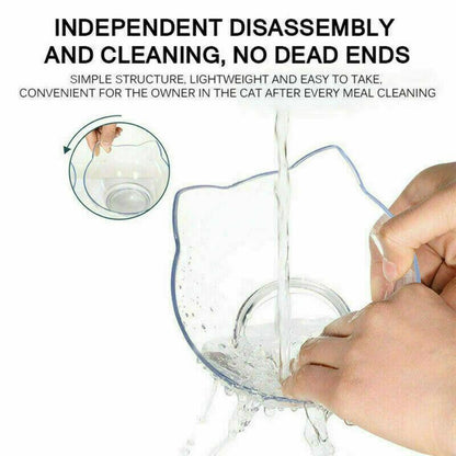 Double Cat Bowl Pet Bowls Stand Dog Elevated Feeder Food Water Raised Lifted Au - Transparency+Transparency
