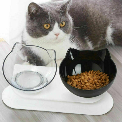 Double Cat Bowl Pet Bowls Stand Dog Elevated Feeder Food Water Raised Lifted Au - Transparency+Transparency