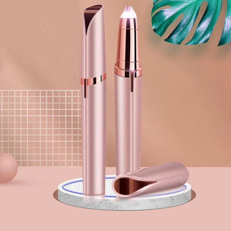 Electric Eyebrow Trimmer Finishing Touch Flawless Brows Hair Remover Led Light - Rose Gold