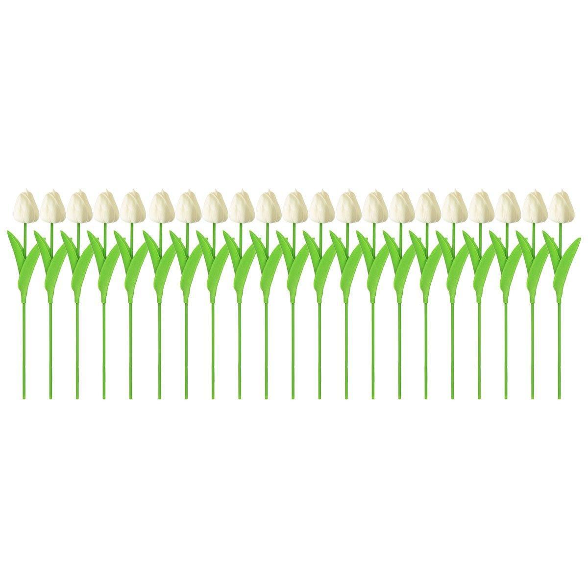 20PCS Real Touch Artificial Tulip Bouquet Fake Flowers for Home Wedding Decor - Pink