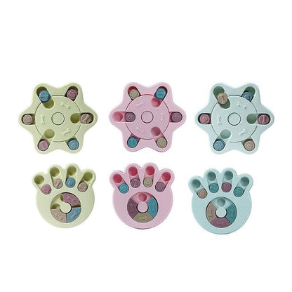 Dog Treat Dispenser Food Puzzle Toy Interactive Training Feeder Pet Supply Bowl - Hexagon-Blue