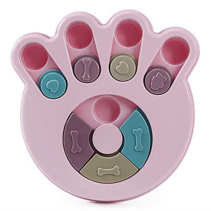 Dog Treat Dispenser Food Puzzle Toy Interactive Training Feeder Pet Supply Bowl - Hexagon-Blue