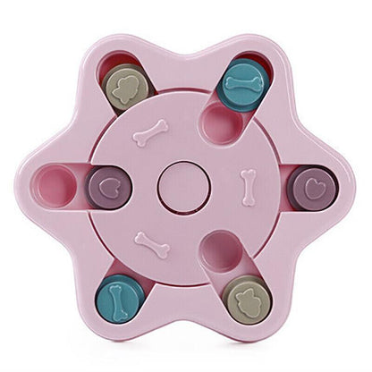 Dog Treat Dispenser Food Puzzle Toy Interactive Training Feeder Pet Supply Bowl - Hexagon-Green