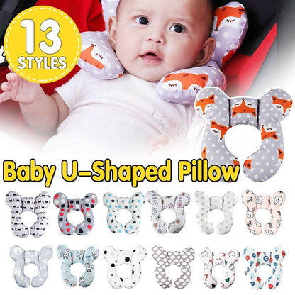 Baby Soft U-Shaped Auto Car Seat Stroller Head Neck Support Pillow Cushion Au - Grey Bear