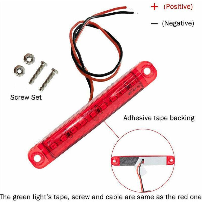 4PCS Marine LED Navigation Strip Lights Red and Green Waterproof 12–24V Compatible