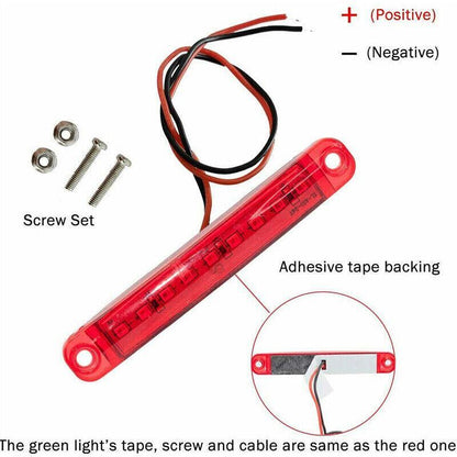 4PCS Marine LED Navigation Strip Lights Red and Green Waterproof 12–24V Compatible