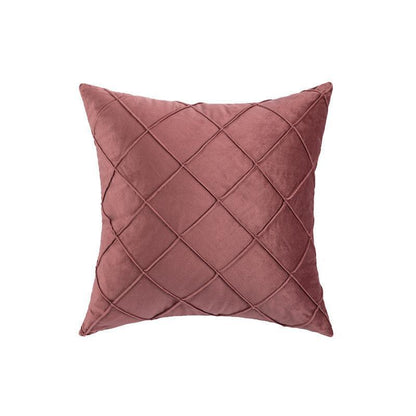 Velvet Cushion Cover Pleated Checked Plaid Plush Decorative Lounge Cushion Cover - Black