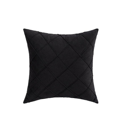 Velvet Cushion Cover Pleated Checked Plaid Plush Decorative Lounge Cushion Cover - White