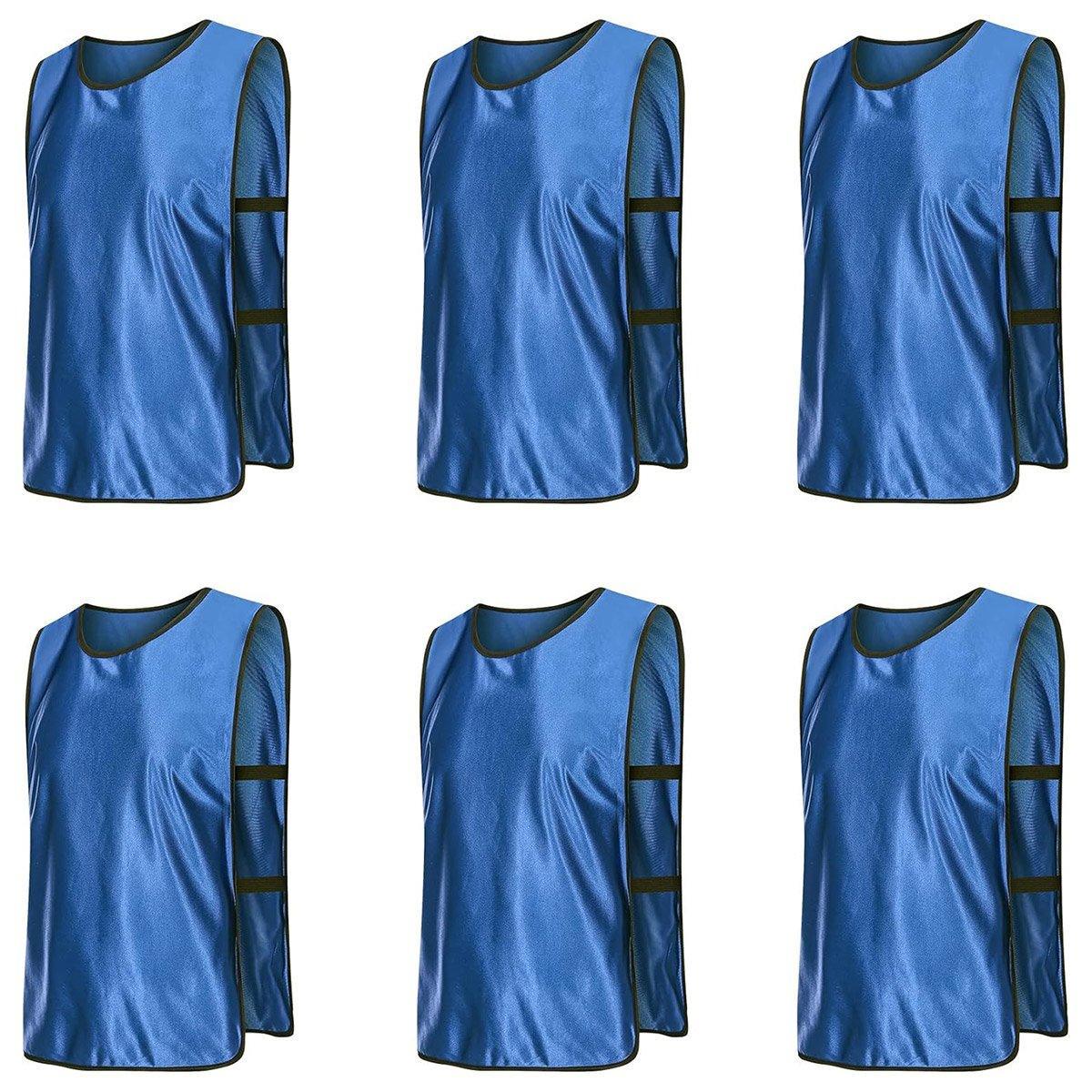 6X Sports Training Bibs Soccer Vests Group Team Bibs Basketball Cricket Football - Lake Blue-M
