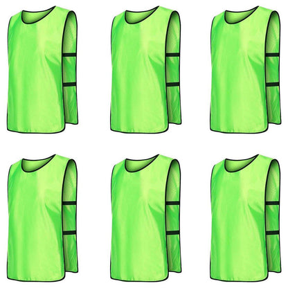 6X Sports Training Bibs Soccer Vests Group Team Bibs Basketball Cricket Football - Red-M