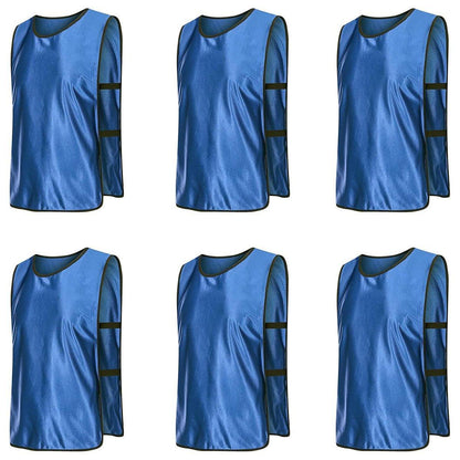 6X Sports Training Bibs Soccer Vests Group Team Bibs Basketball Cricket Football - Dark Blue-S