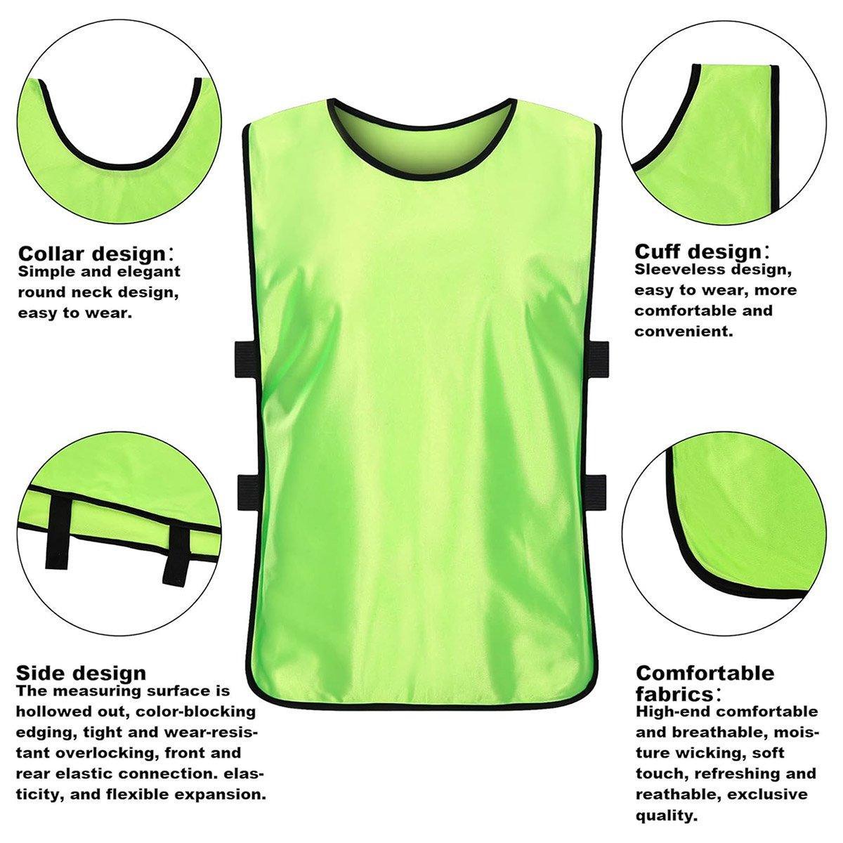 6X Sports Training Bibs Soccer Vests Group Team Bibs Basketball Cricket Football - Grass Green-S