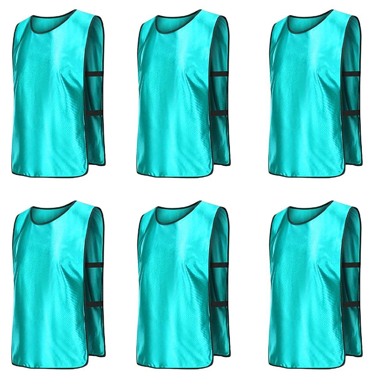 6X Sports Training Bibs Soccer Vests Group Team Bibs Basketball Cricket Football - Red-S