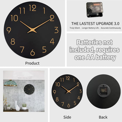 12 Inch Digital Wall Clock Simple Hanging Watch for Living Room Home Decoration - White