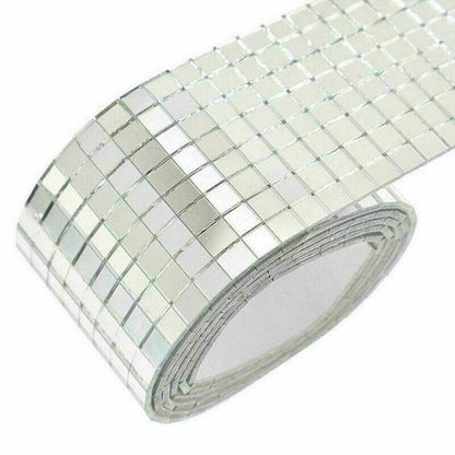 Diy Mini Mosaic Tiles Self-Adhesive Square Mirror Glass Wall Sticker Decors - Rose Gold