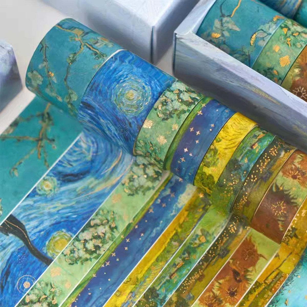 Gold Foil Washi Tape Set Decorative Craft Tape for Gift Wrapping Scrapbooking - JXHG