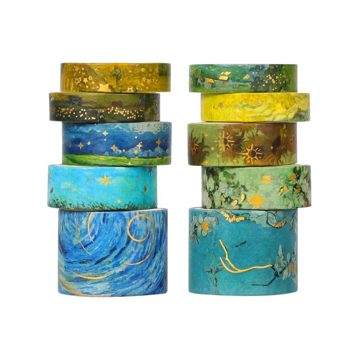 Gold Foil Washi Tape Set Decorative Craft Tape for Gift Wrapping Scrapbooking - JXHG