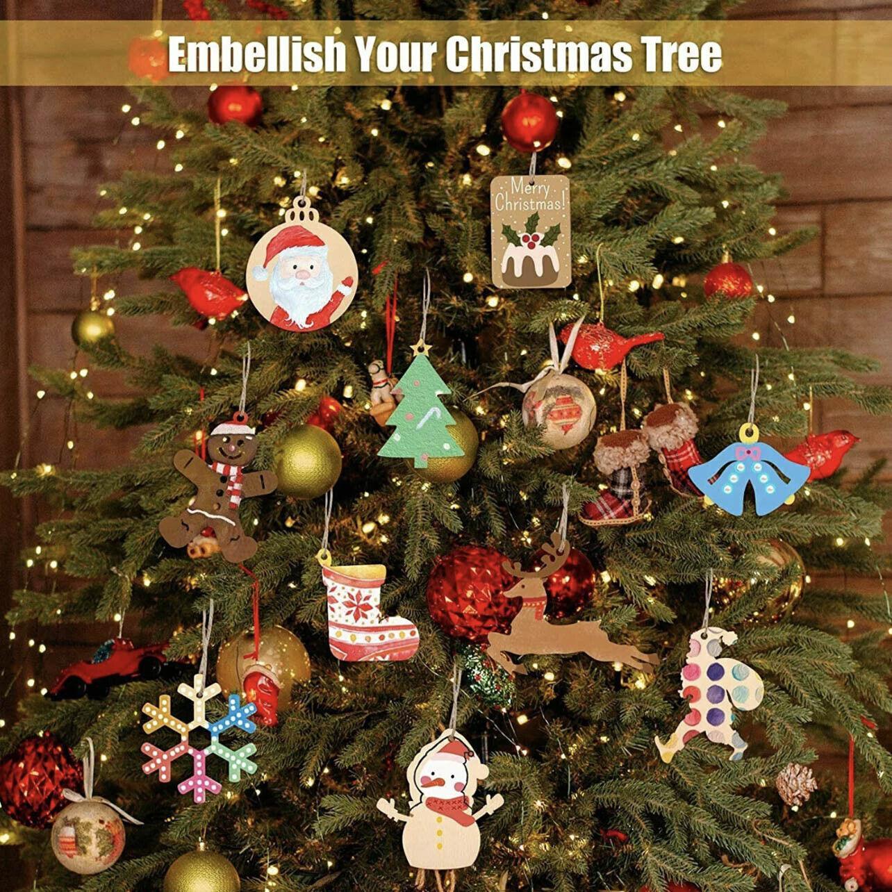 Wooden Christmas Hanging Ornament for Tree DIY Craft Decoration 10pcs - Deer01