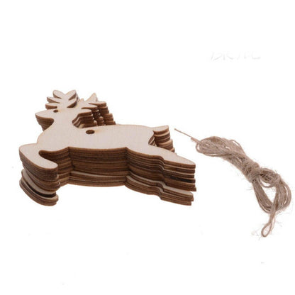 Wooden Christmas Hanging Ornament for Tree DIY Craft Decoration 10pcs - Deer01
