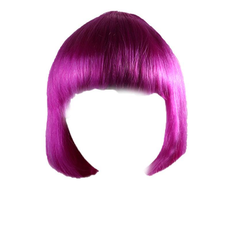 Short Bob Wig with Bangs for Women Synthetic Cosplay Party Hair in 14 Colours - Brown