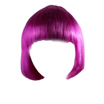 Short Bob Wig with Bangs for Women Synthetic Cosplay Party Hair in 14 Colours - White