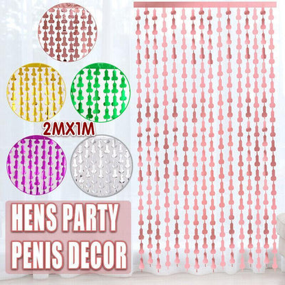 Metallic Tinsel Curtain 2m x 1m Hens Party Backdrop Foil Fringe Hanging Decor - Gold